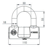 Candado U Lock Odis K1800d Compacto C/ Cadena 10mm X 1,1 M
