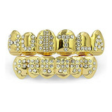 14k Chapado En Oro Iced Out Dientes Cz Grillz Tapas D