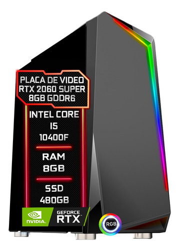 Pc Gamer Fácil Intel I5 10400f 8gb Rtx 2060 8gb Ssd 480gb