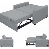 Sofa Cama Convertible 3 En 1 Usb Color Gris Marca Gynsseh 