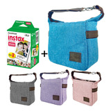 Bolsa Bag Para Câmera Instax Mini 9 E Mini 11 + 20 Filmes Cor Azul