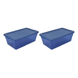 2 Cajas Contenedor Organizador Almacenamiento Zapatera Azul