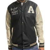 Chaqueta Cuero Textil Beisbolera Hombre