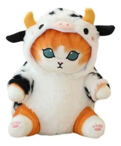 Peluche Gato Gatito Disfraz Vaca Kawaii Cute Grande 30cm