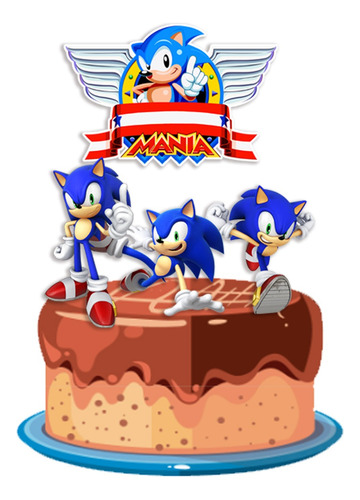 Topo De Bolo Topper Personalizado Sonic Mod 1