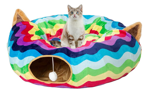 Cama Tunel Grande Para Gatos Con Juguetes Y Cojin - 10puLG
