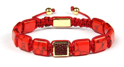 Pulsera De Piedra Roja Jaspe Hombre Y Mujer Moda 2020.