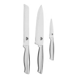 Set Cuchillos X3 Kingsta Cocina Chef Todo Acero Inoxidable