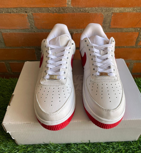 Tenis Originales Nike Air Force 1 Cuero Blanco Y Rojo 22.5cm