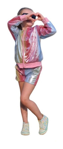 Roupas Holografica Moda Blogueirinha Infantil Menina Kids