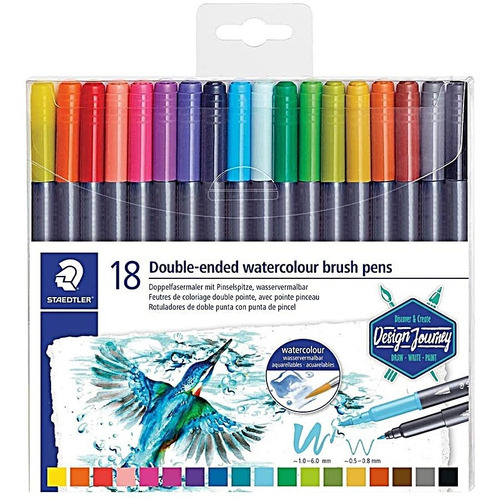 Plumones Punta Pincel Doble Staedtler X18 Acuarelables