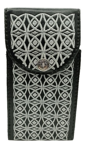 Funda Para Celular Bordada Hilo Plata