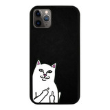 Funda Uso Rudo Tpu Para iPhone Gato Grosero Fondo Negro Moda