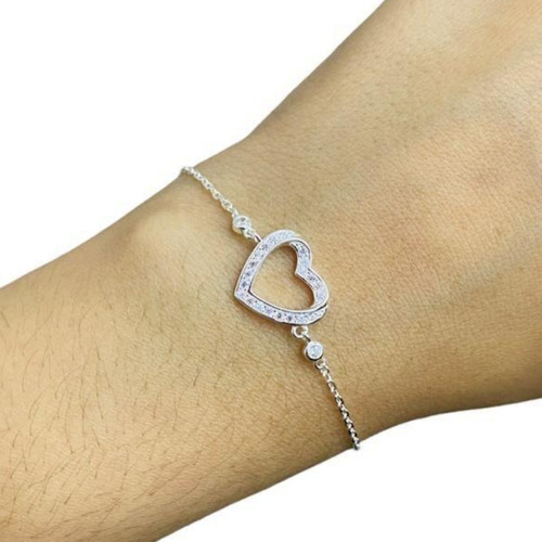 Pulsera Plata 925 Zircon Cubic Corazón Mujer Regalo