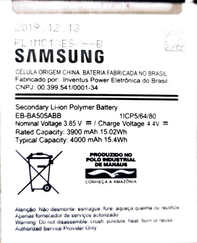 Bateria Original Galaxy A20 A30 E S A50 Eb-ba505abb