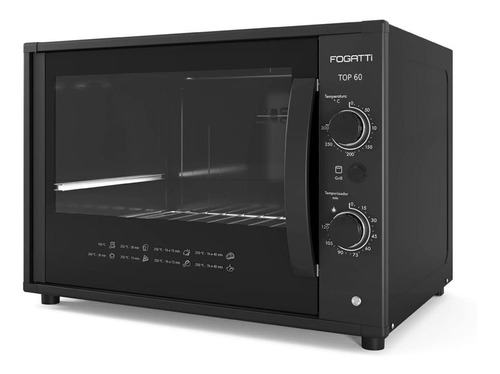 Forno Elétrico 60 Litros Fogatti De Bancada Top60 Preto 220v