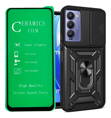 Estuche Antichoque + Vidrio Cerámico Para Tecno Camon 18p