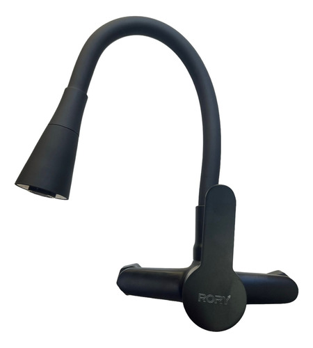 Griferia Monocomando De Pared Cocina Flexible Negra