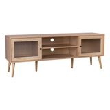 Mueble Para Tv Top Living Con Estantes Y Puertas De Vidrio