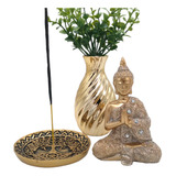 Buda Hindu Tibetano Porta Incenso Incensário Vaso Decorativo