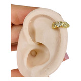 Aros Cuff Corazones Con Cubic Blanco Y Baño De Oro Ar 490-32