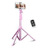 Selfie Stick Con Tripode Con Obturador Remoto Color Rosa