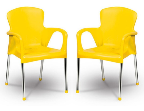 Kit 2 Cadeiras Poltronas Com Braço Decorativa Polipropileno