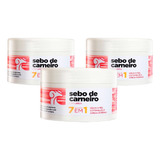  Kit 3 Sebo De Carneiro Com Uréia 7 Em 1 Corpo Dourado 300g