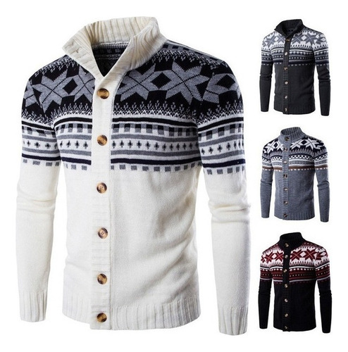 Cardigan With Print Navideño De Ropa De Men Retro