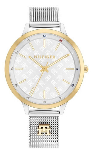 Reloj Tommy Hilfiger Mujer Casual Plateado Acero 1782586 Color Del Bisel Dorado