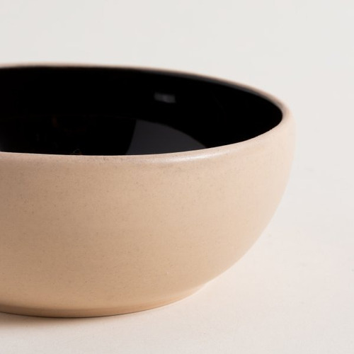 Bowl Compotera Korba Negro Brilloso Con Beige De 15cm