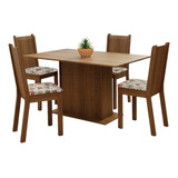 Sala De Jantar Madesa Luana Mesa Tampo Madeira 4 Cadeiras Cor Rustic/floral Hibiscos