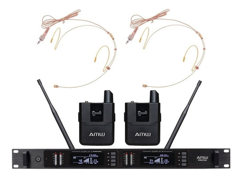 Amw Bu400 Microfone Sem Fio Duplo Digital Auricular Uhf Pro