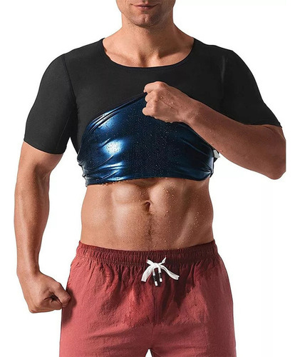 Camisa De Sauna Masculina De Manga Curta Com Compressões