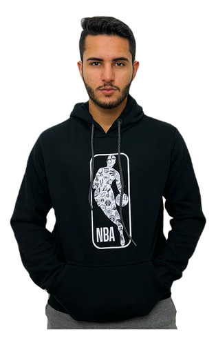 Blusa Moletom Logo Nba All Teams Com Capuz Preto Original