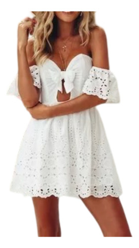 Vestido Feminino Rodado Branco Laise Lese Renda Réveillon 