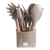 Set Utensilios Beige Completo Silicona 12 Piezas Tienda Mama