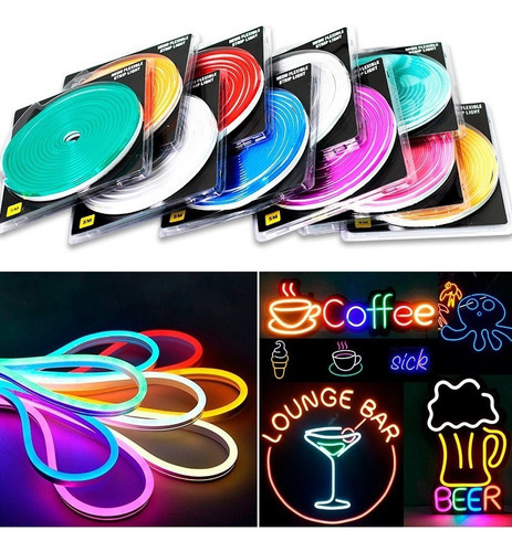 Fita Led Neon Mangueira Silicone 5m Aprova D'agua C/ Fonte