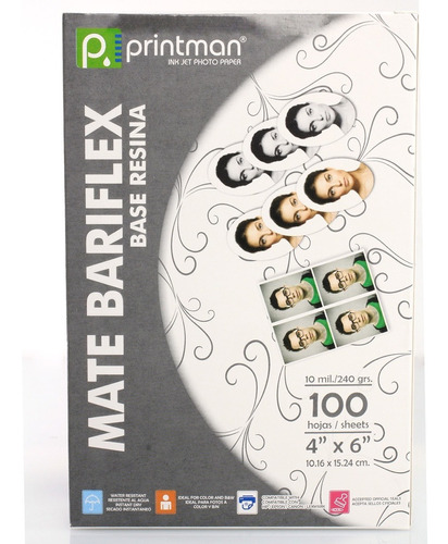 Papel Printman 4x6 Mate Bariflex 100h 10mils/240grs