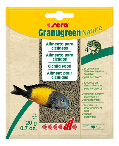 Sera Granugreen Nature 20gr Comida Cíclidos Herbívoros