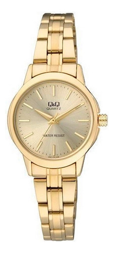 Reloj Para Mujer Q&q Qyq Q861j010y Dorado Acero + Estuche 