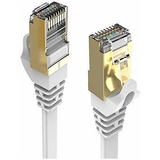 Cable Ethernet Cat 8 De 100 Pies, Plano, Blanco, 40 Gbps, Al