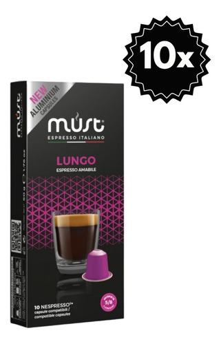 100 Cápsulas Must Lungo Para Nespresso