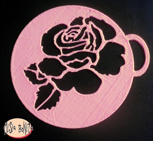 Rosa Stencil Plantillas 8 Cm Flor Cafe Reposteria