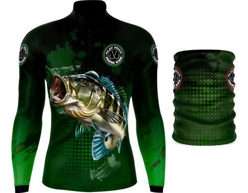 Kit Camisa Camiseta + Buff Bandana Pesca Com Proteção Uv50