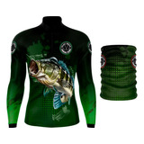 Kit Camisa Camiseta + Buff Bandana Pesca Com Proteção Uv50