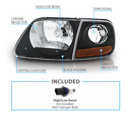 Faros Delanteros Fondo Negro Ford Fortaleza 1998-2008 Foto 4