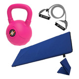 Pesa Rusa 8 Kg + Banda Elastica Fuerte + Colchoneta Kit Set Color Rosa