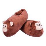 Pantufa Adulto De Pelúcia Macaco Fofo Tamanhos P M G