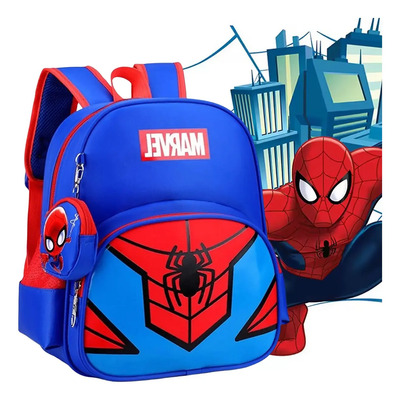 Mochila Preescolar Spiderman Escolar Kinder Para Niños Azul